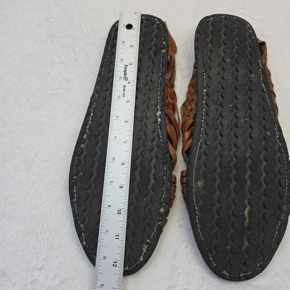 Oscar Huarache Sandals Mens 12 Brown Woven Leather Handmade Mexican Fisherman